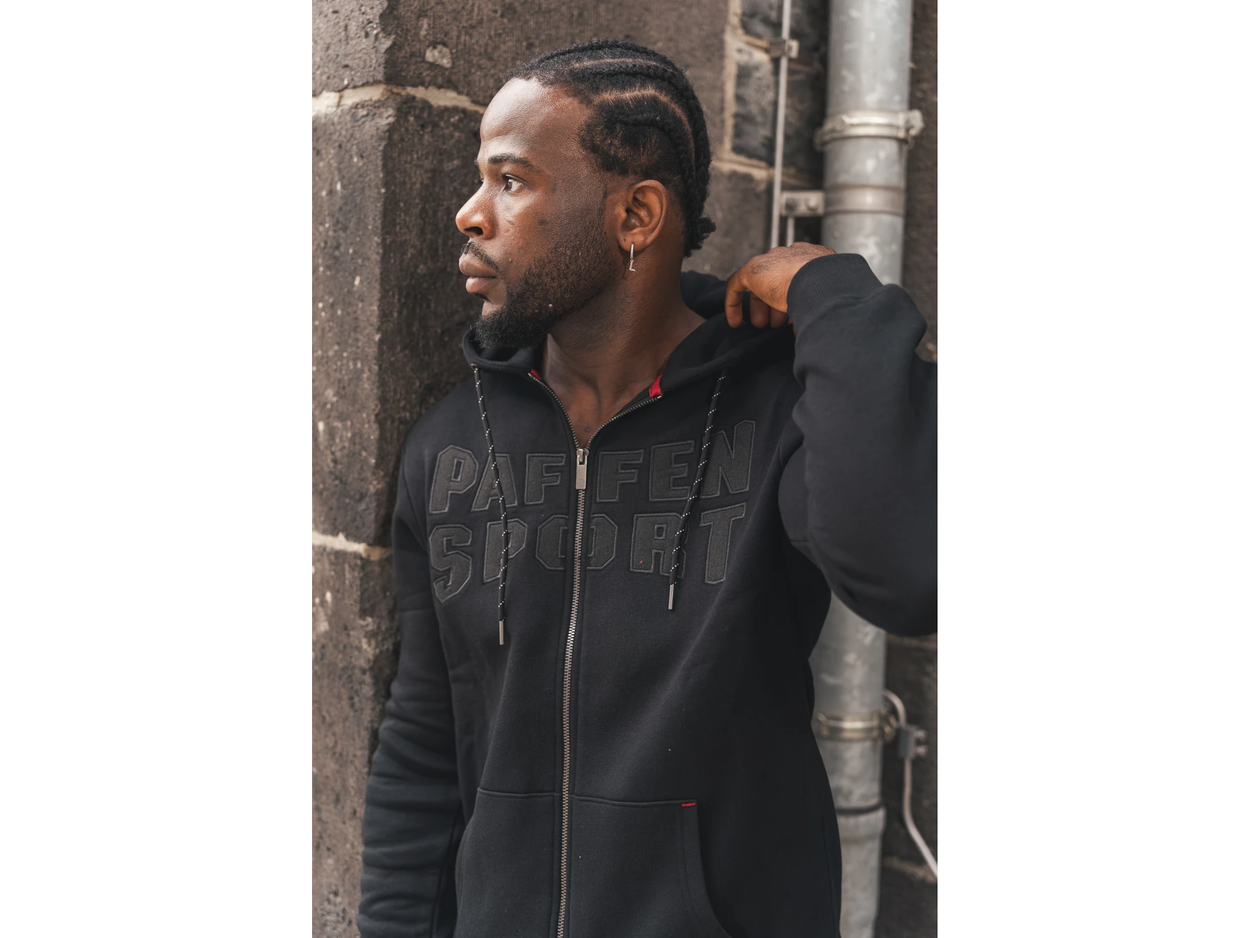 «BLACK LOGO» Zip-Hoodie – XL, noir