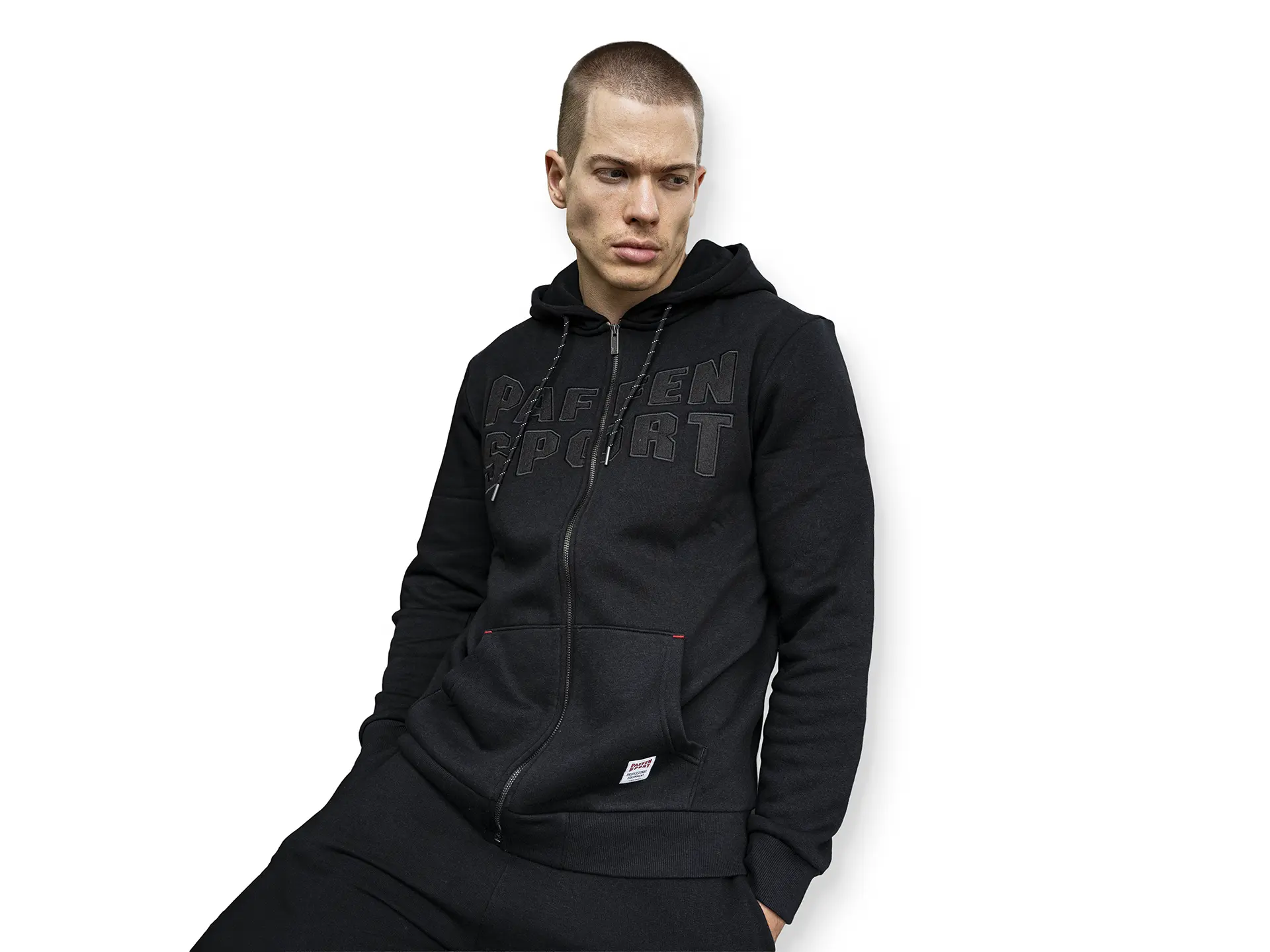 «BLACK LOGO» Zip-Hoodie – XL, noir