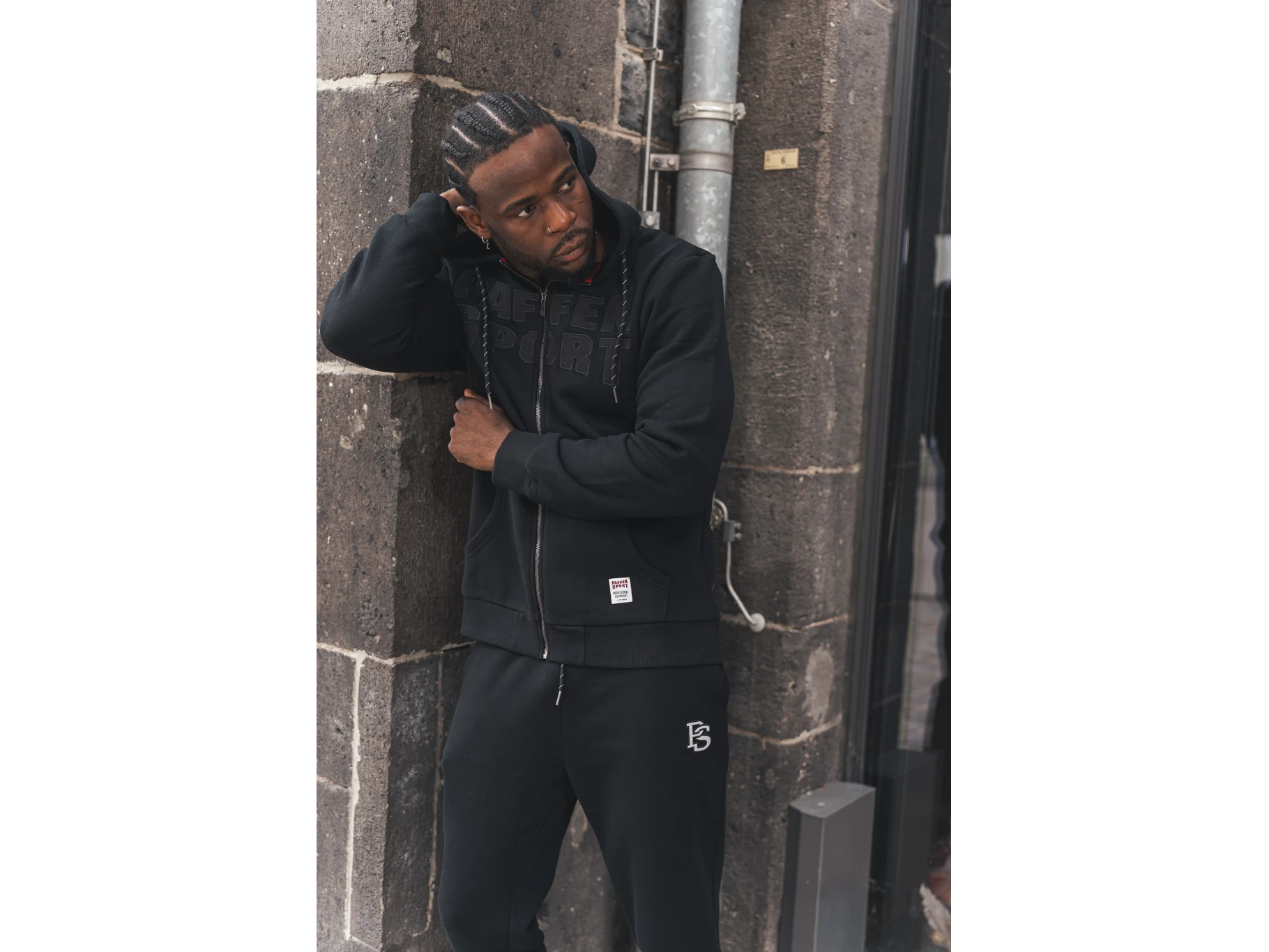 «BLACK LOGO» Zip-Hoodie – XL, noir