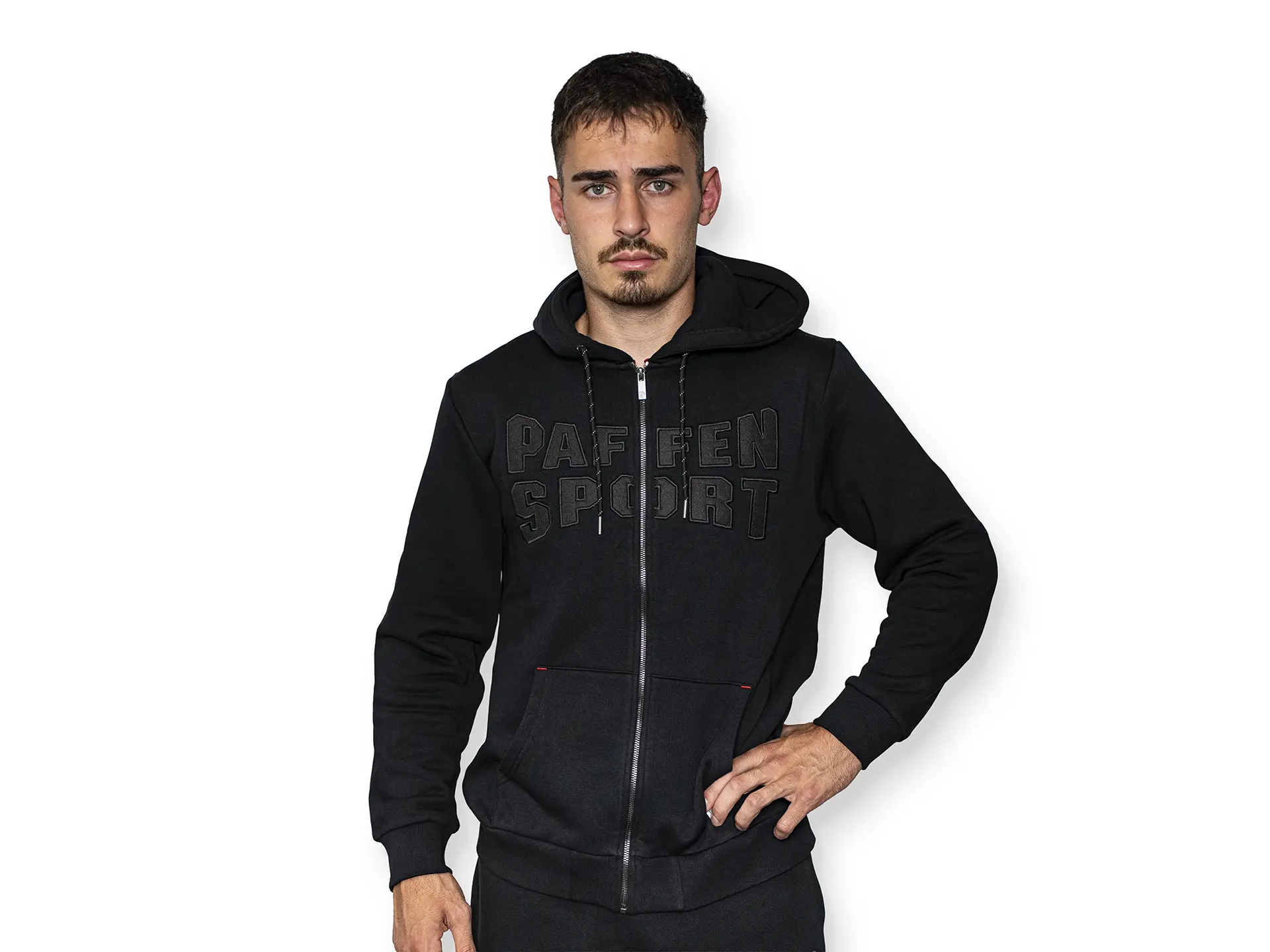 «BLACK LOGO» Zip-Hoodie – L, schwarz
