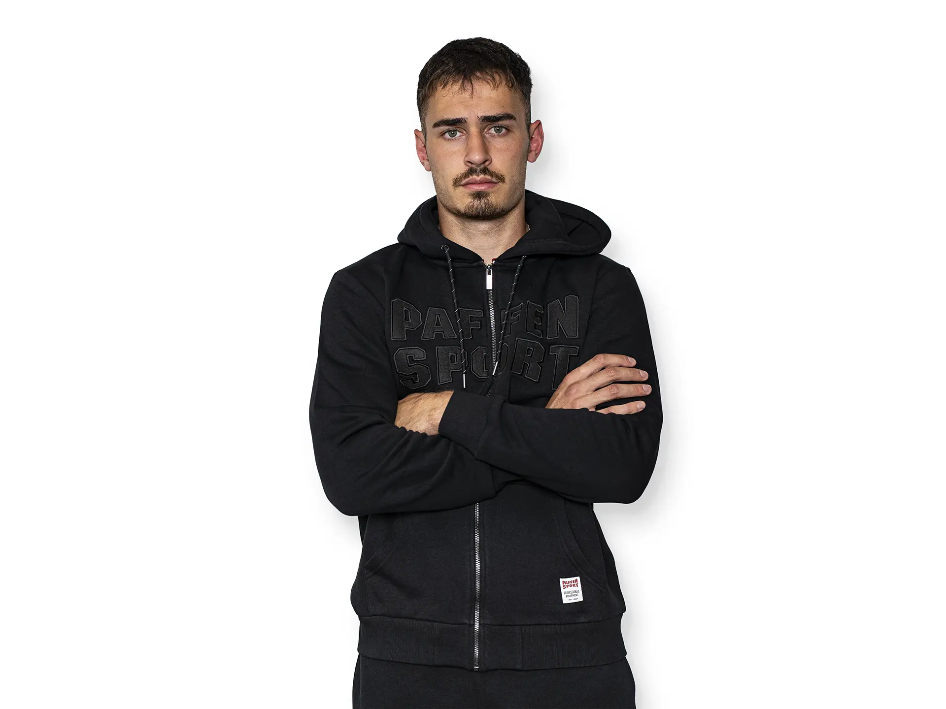 «BLACK LOGO» Zip-Hoodie – L, schwarz
