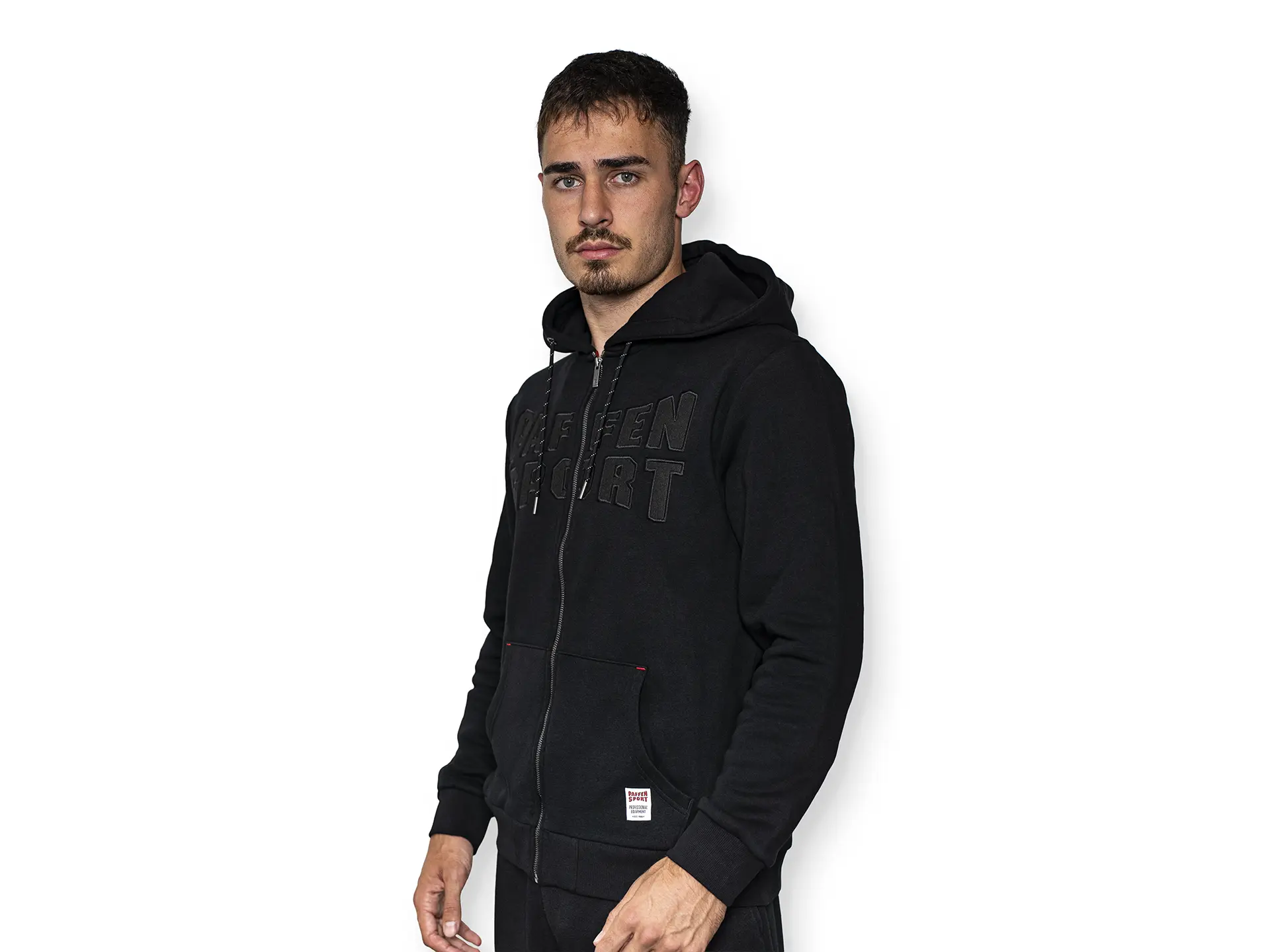 «BLACK LOGO» Zip-Hoodie – L, schwarz