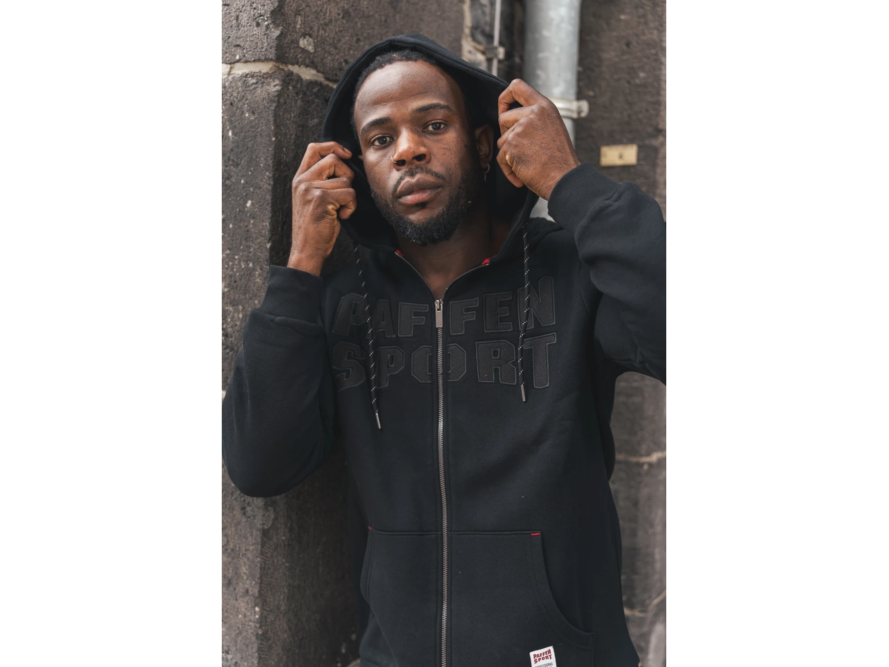 «BLACK LOGO» Zip-Hoodie – XL, noir